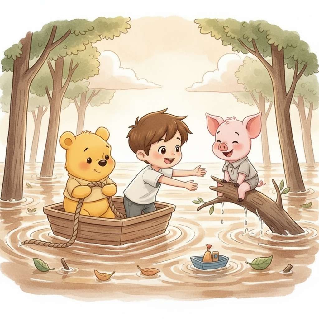 Winnie The Pooh 9 - Piglet Surrounded By Water