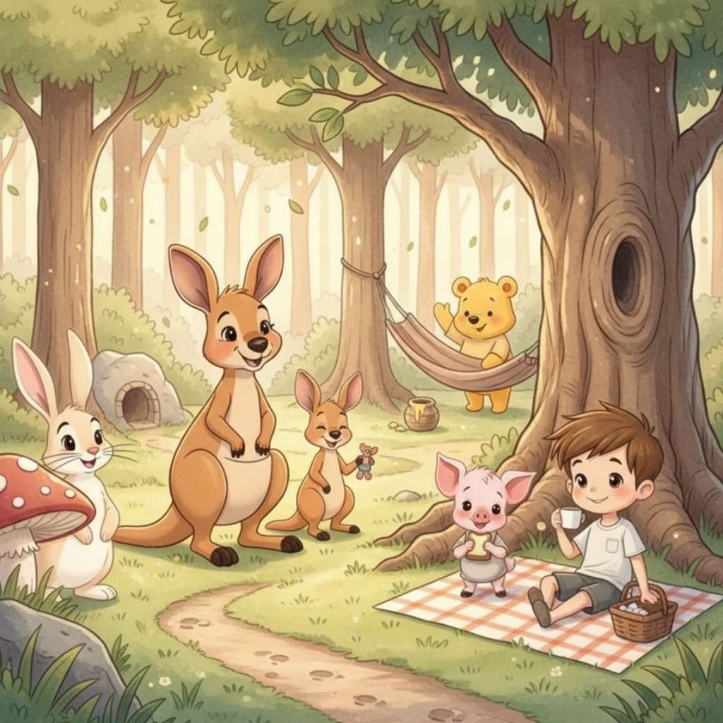 Winnie the Pooh 7 - Kanga i Malutki Roo przybywają do Lasu, Prosiaczek bierze kąpiel